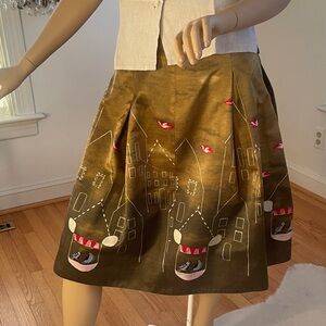 Maeve Anthropology A - line skirt with birdcage pattern. Size 4. Preowned